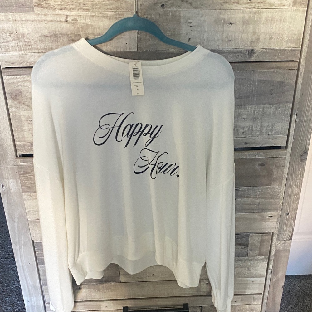 Z Supply White 'Happy Hour' Crew Neck Sweater
